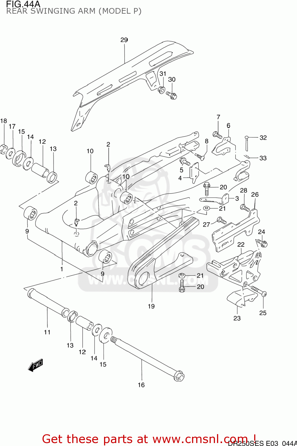 REAR SWINGING ARM (MODEL P) DR250SE 1993 (P) USA (E03)