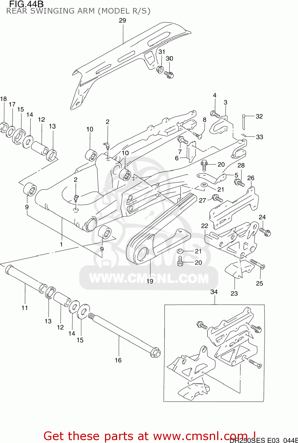 REAR SWINGING ARM (MODEL R/S) DR250SE 1993 (P) USA (E03)