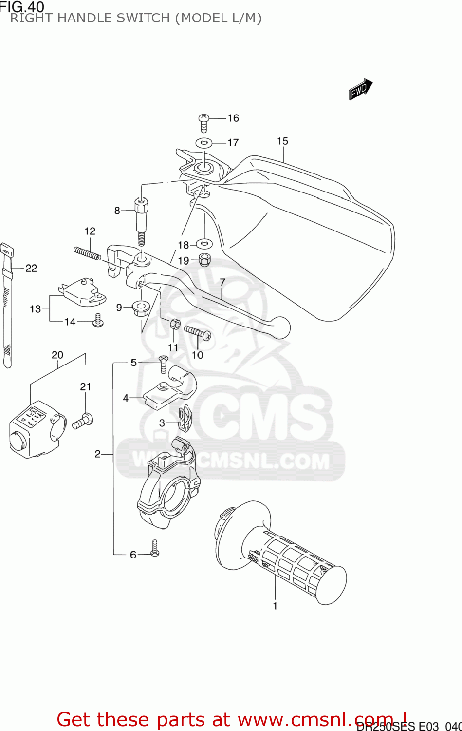 RIGHT HANDLE SWITCH (MODEL L/M) DR250SE 1993 (P) USA (E03)