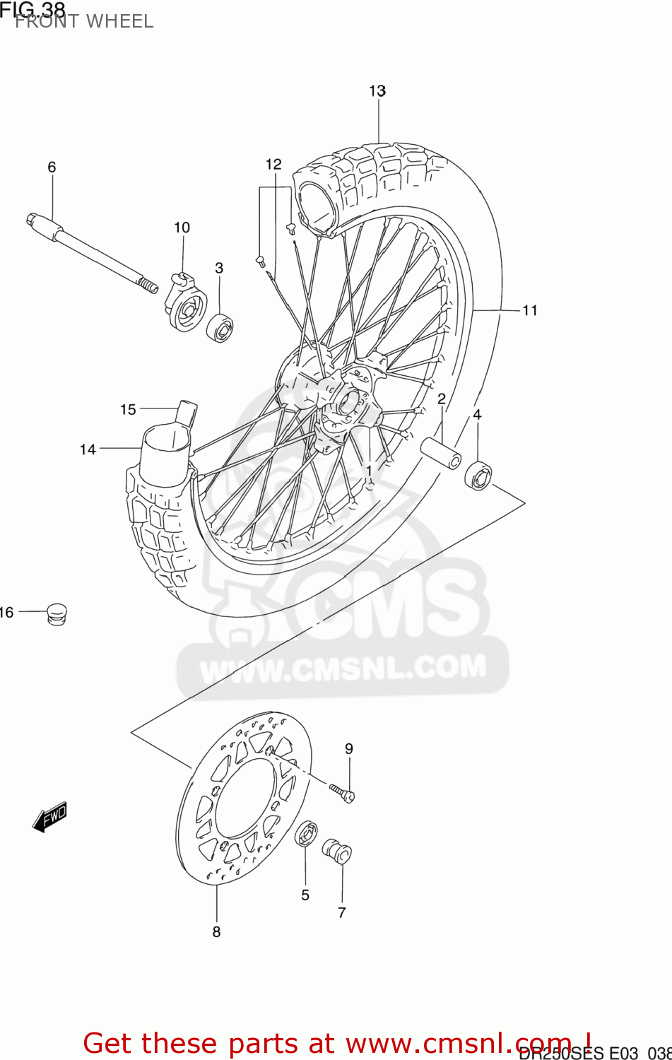FRONT WHEEL DR250SE 1994 (R) USA (E03)