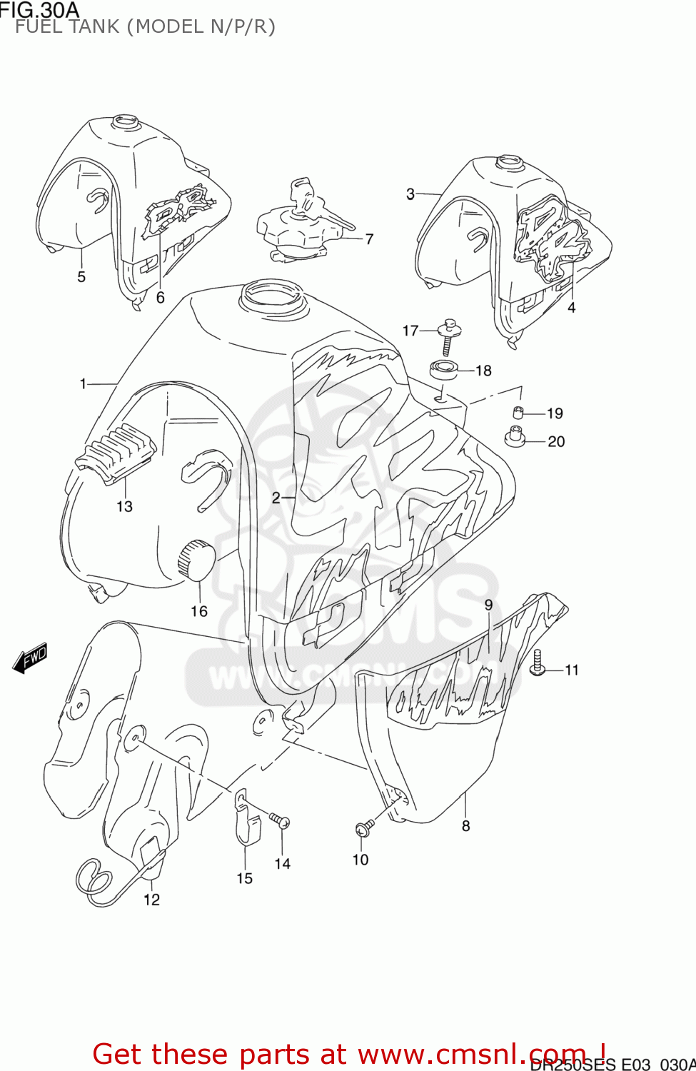 FUEL TANK (MODEL N/P/R) DR250SE 1994 (R) USA (E03)