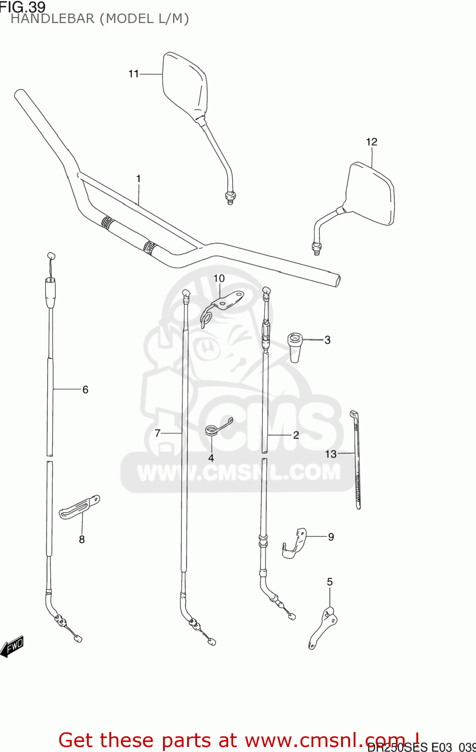 HANDLEBAR (MODEL L/M) DR250SE 1994 (R) USA (E03)