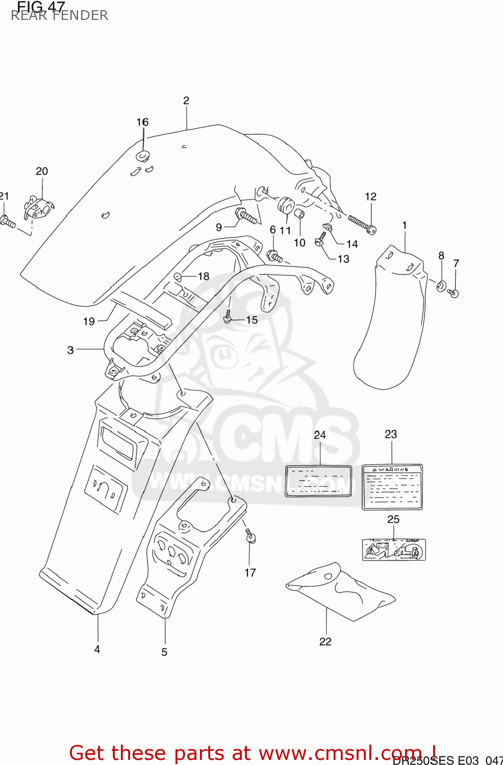 REAR FENDER DR250SE 1994 (R) USA (E03)