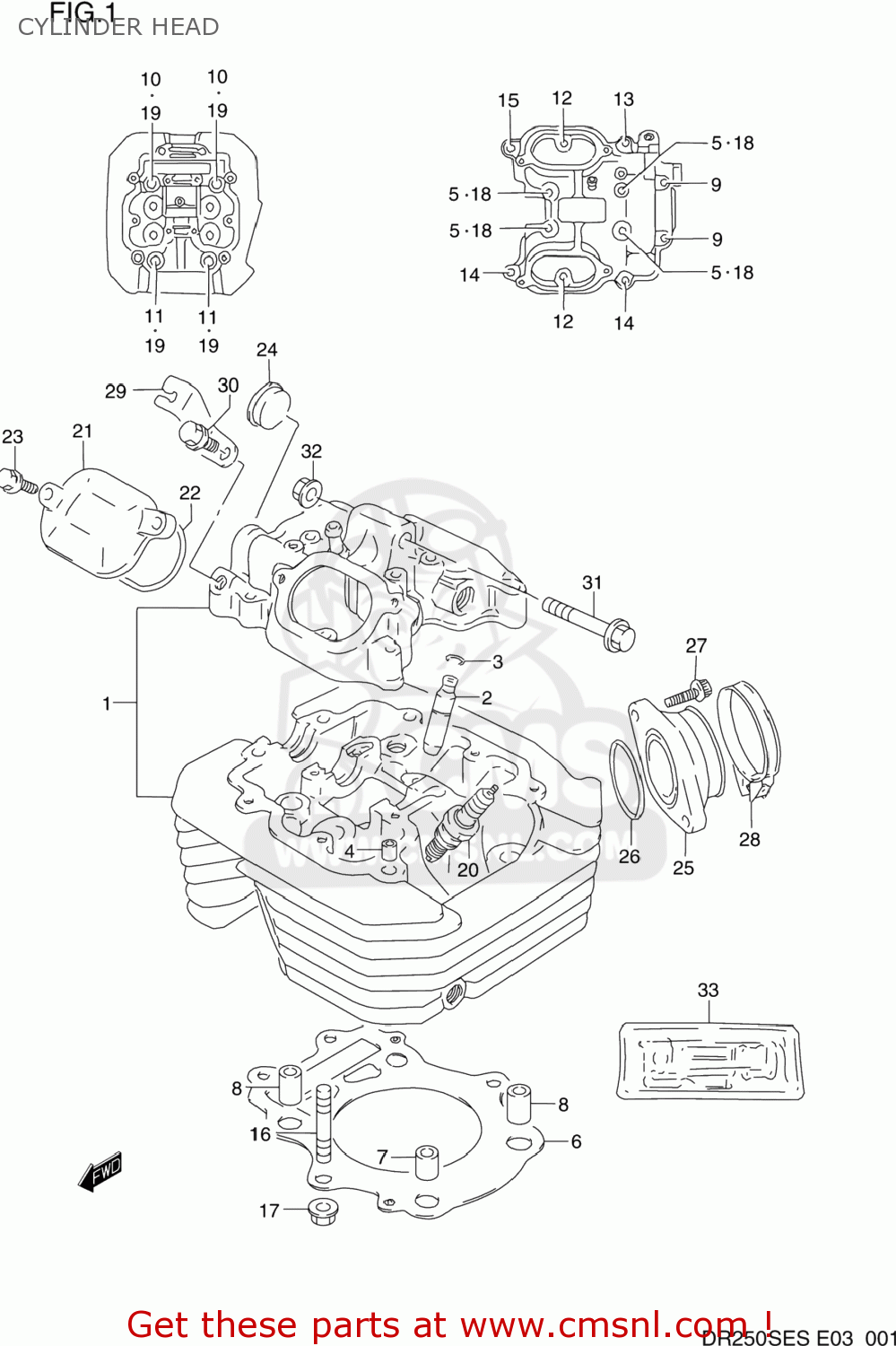 CYLINDER HEAD DR250SE 1995 (S) USA (E03)