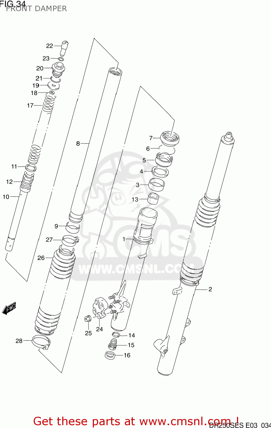 FRONT DAMPER DR250SE 1995 (S) USA (E03)