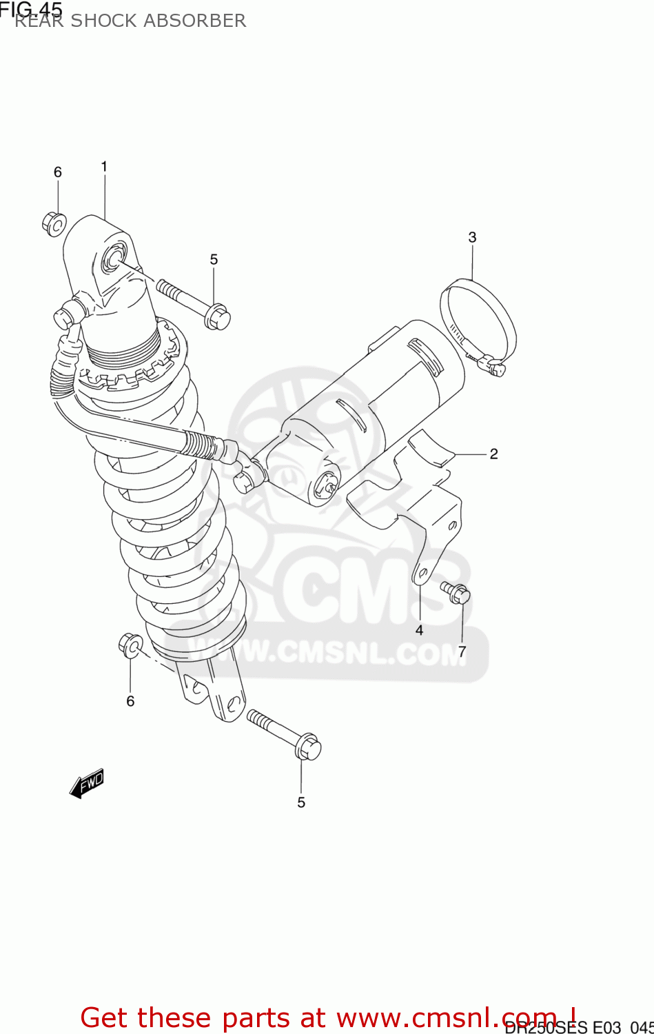 REAR SHOCK ABSORBER DR250SE 1995 (S) USA (E03)