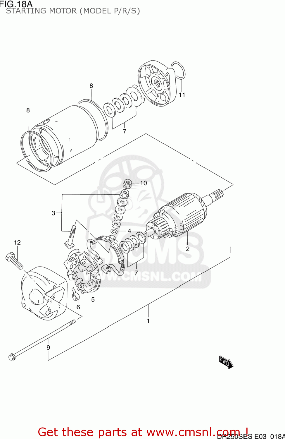 STARTING MOTOR (MODEL P/R/S) DR250SE 1995 (S) USA (E03)