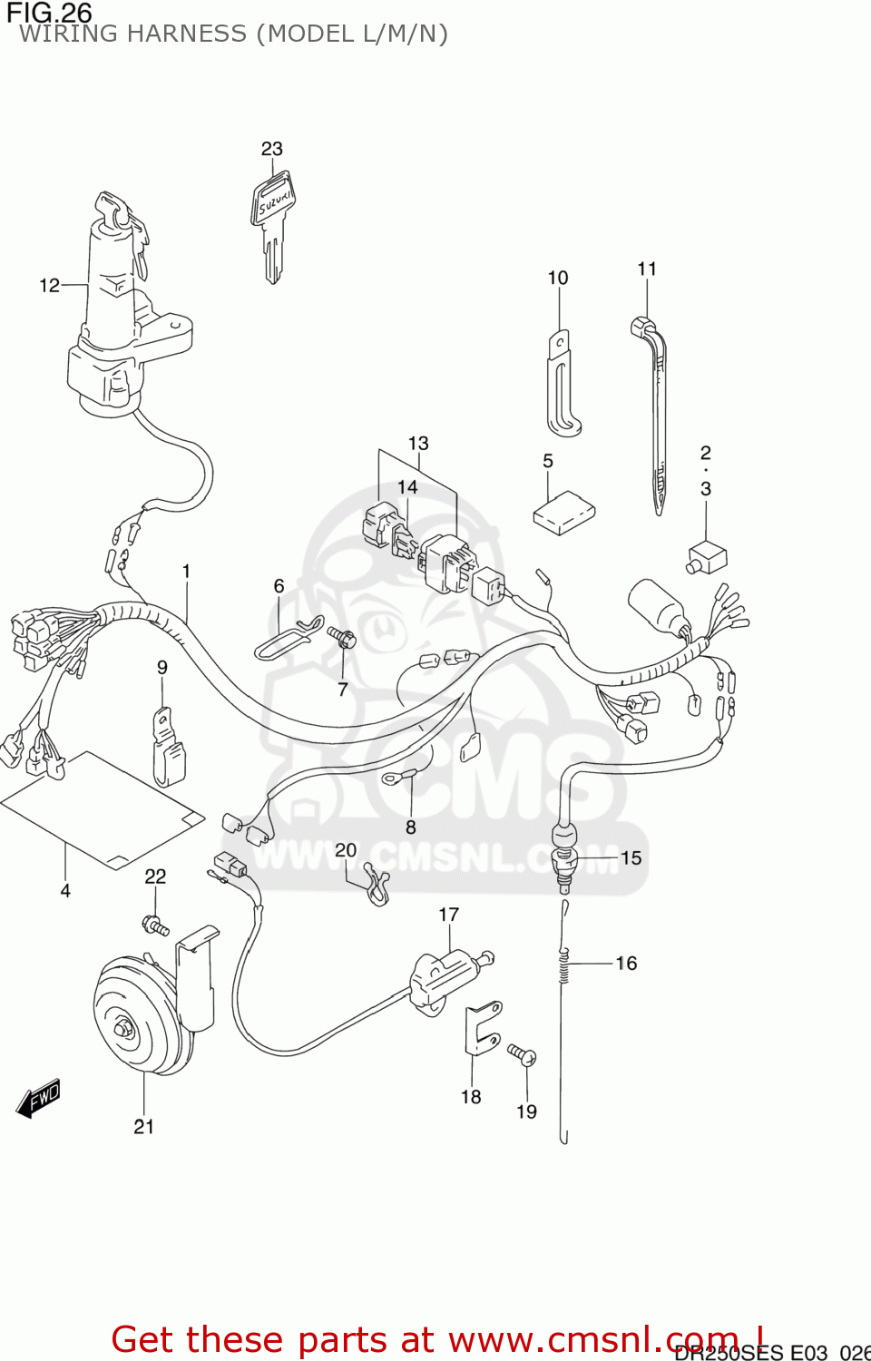 WIRING HARNESS (MODEL L/M/N) DR250SE 1995 (S) USA (E03)