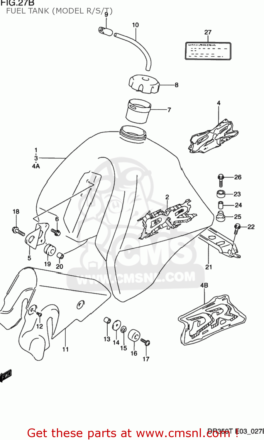 FUEL TANK (MODEL R/S/T) DR350 1990 (L) USA (E03)