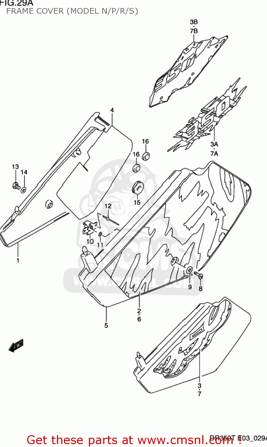 FRAME COVER (MODEL N/P/R/S) DR350 1991 (M) USA (E03)