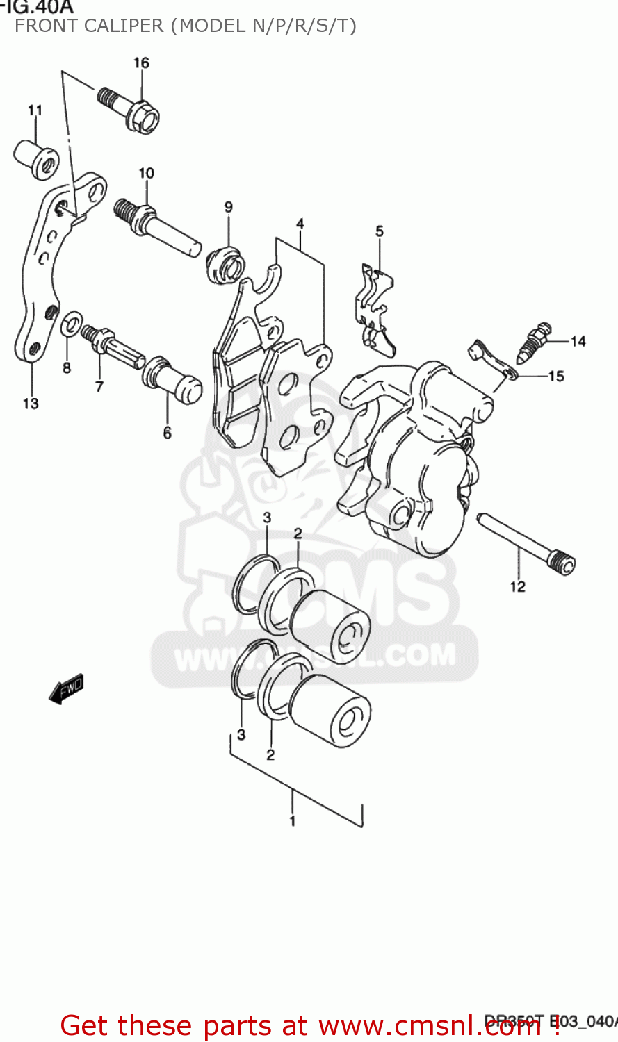 FRONT CALIPER (MODEL N/P/R/S/T) DR350 1991 (M) USA (E03)