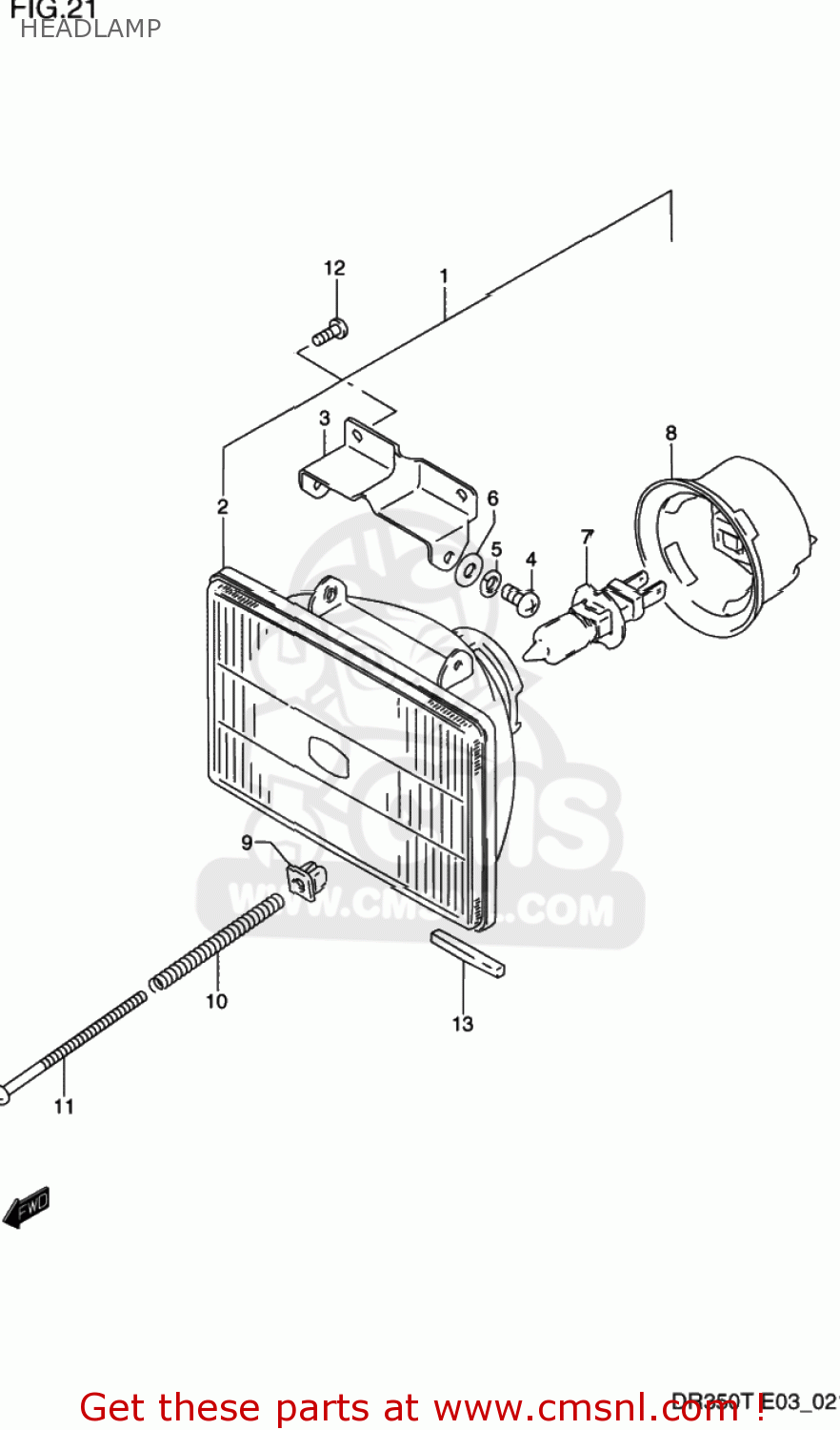 HEADLAMP DR350 1991 (M) USA (E03)