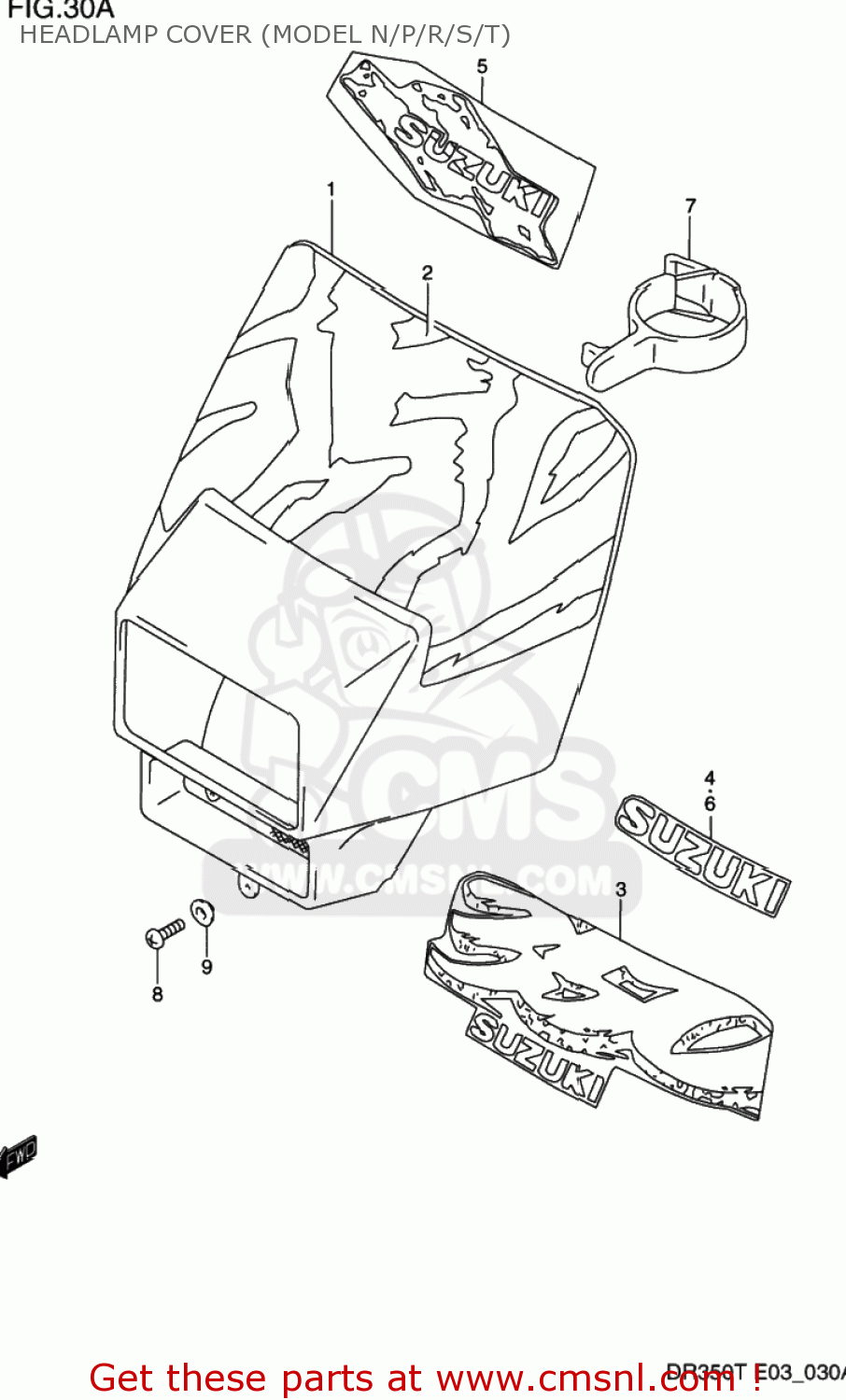 HEADLAMP COVER (MODEL N/P/R/S/T) DR350 1991 (M) USA (E03)