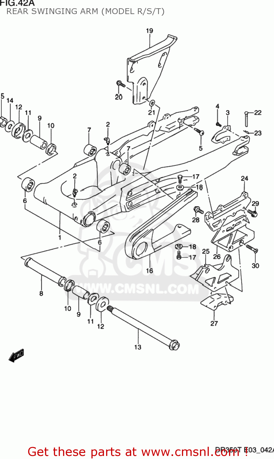 REAR SWINGING ARM (MODEL R/S/T) DR350 1991 (M) USA (E03)