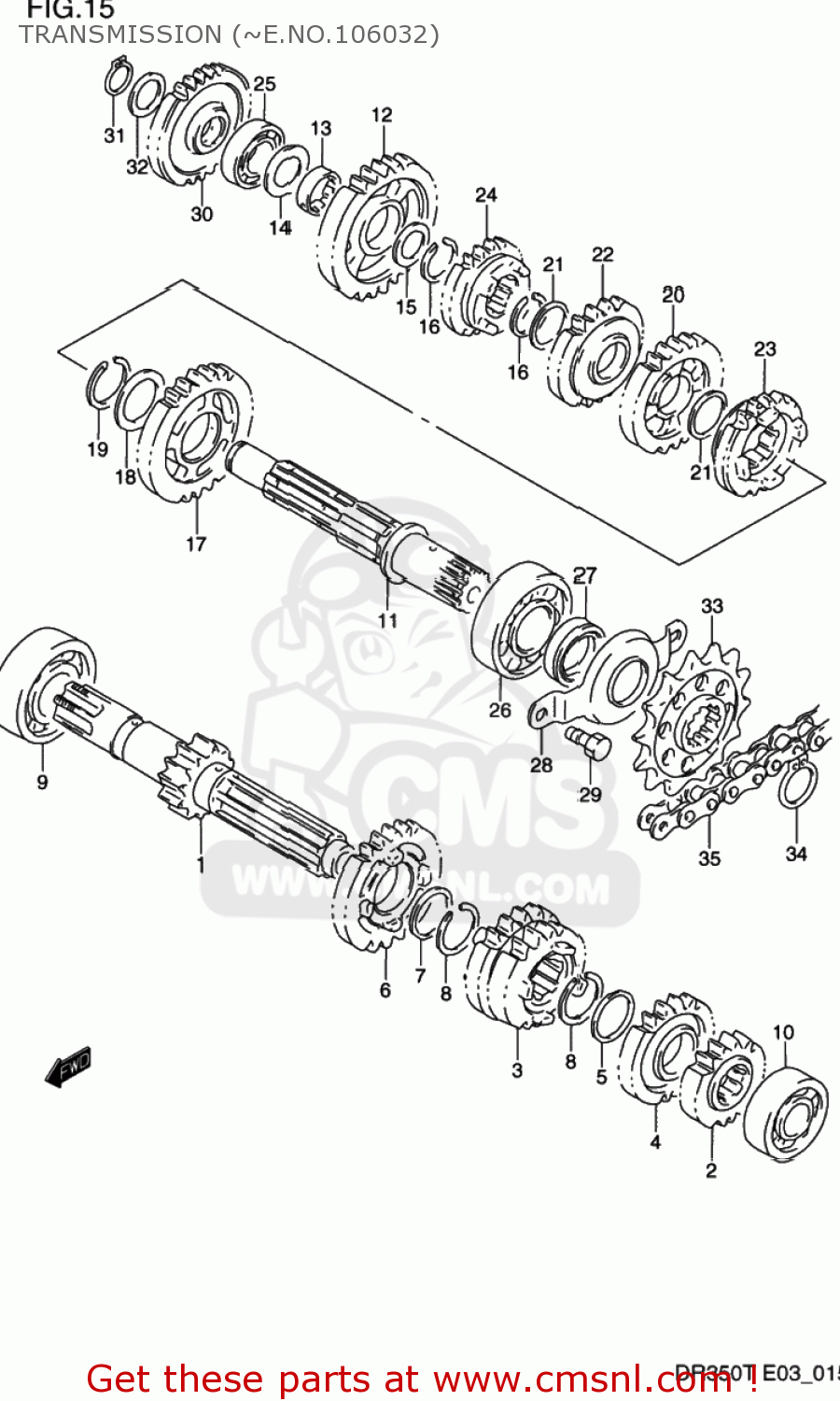 TRANSMISSION (~E.NO.106032) DR350 1991 (M) USA (E03)