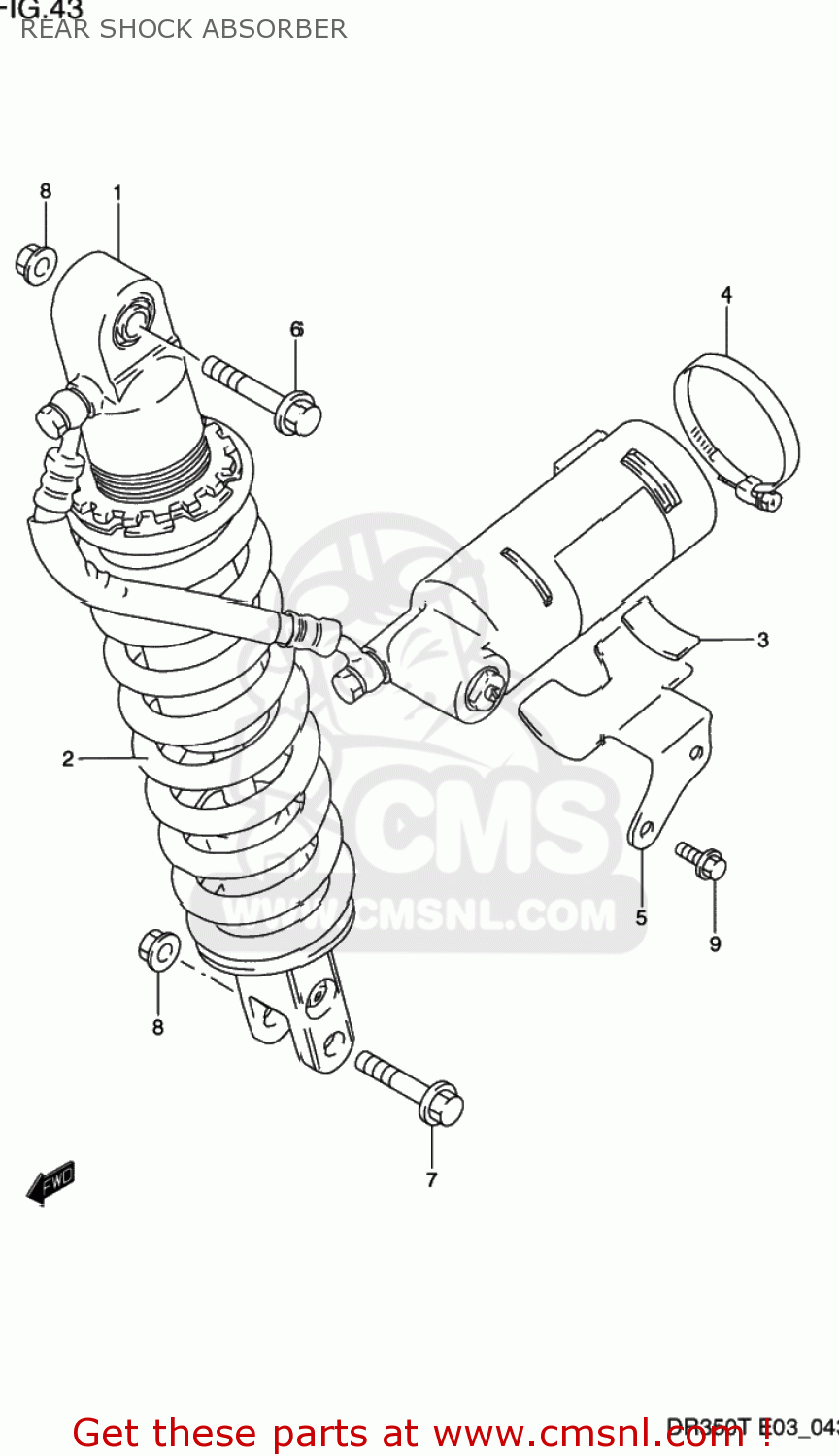REAR SHOCK ABSORBER DR350 1992 (N) USA (E03)