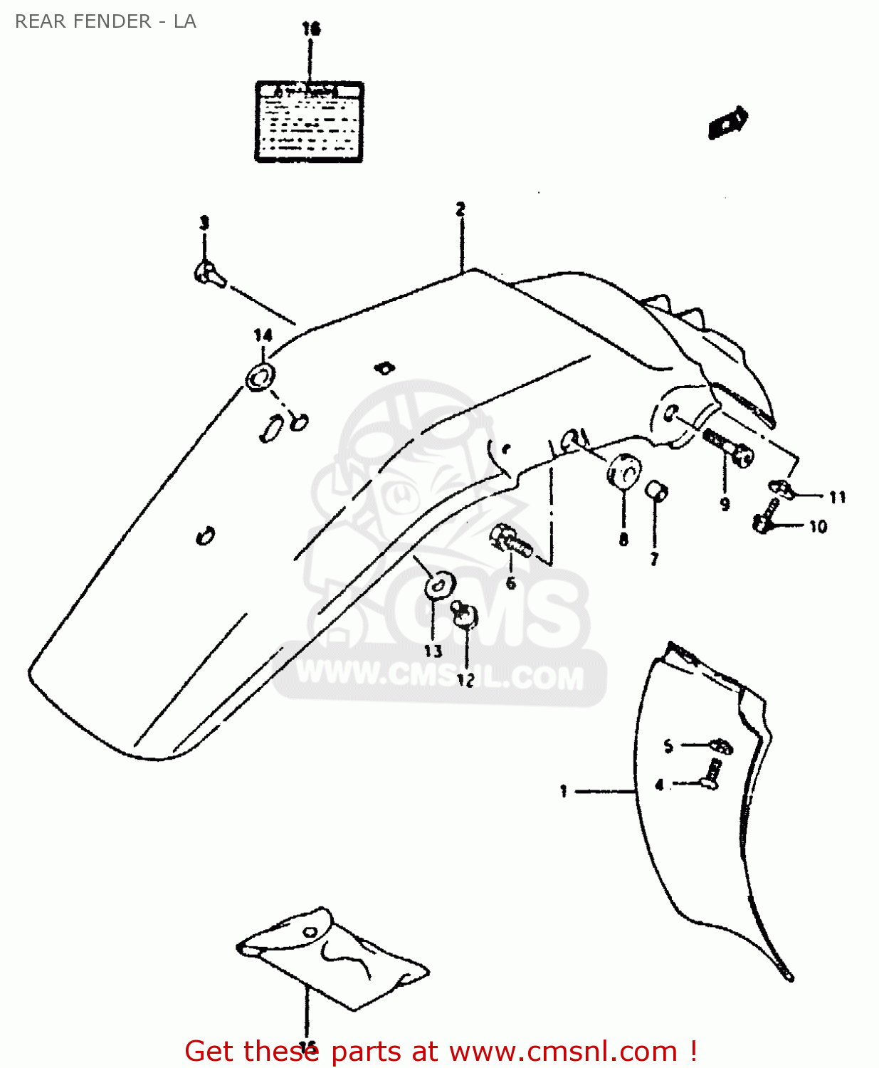 REAR FENDER - LA DR350 1992 (N)