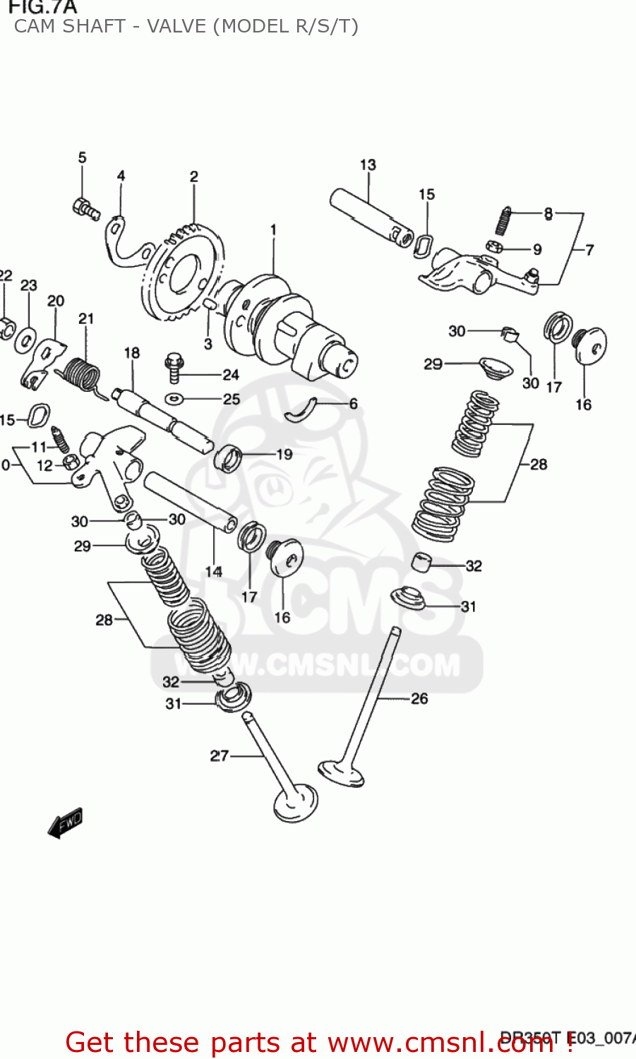 Suzuki DR350 1993 (P) USA (E03) CAM SHAFT - VALVE (MODEL R/S/T) - buy ...