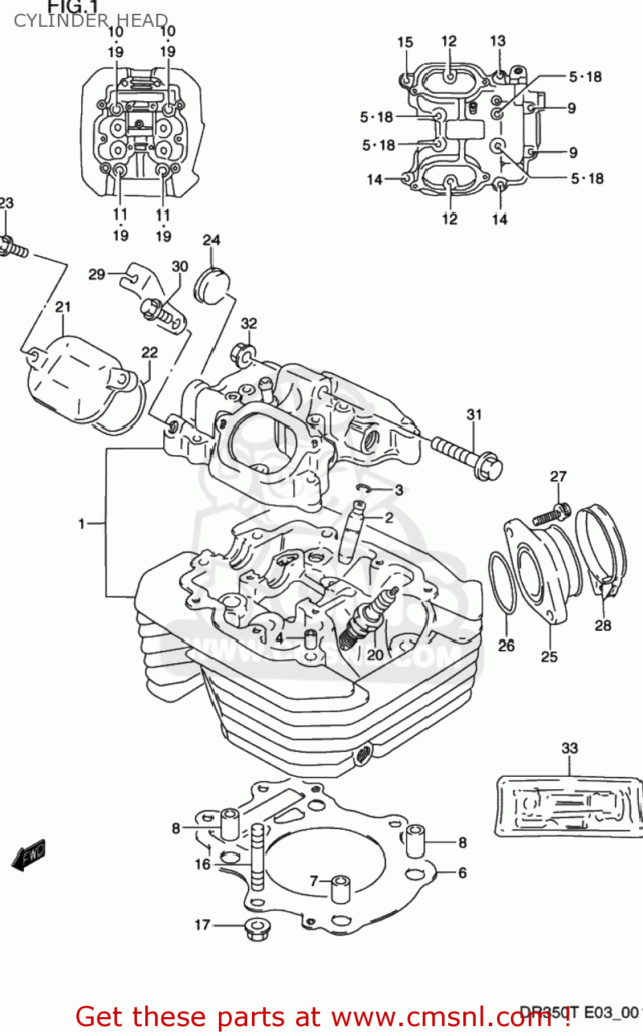CYLINDER HEAD DR350 1993 (P) USA (E03)