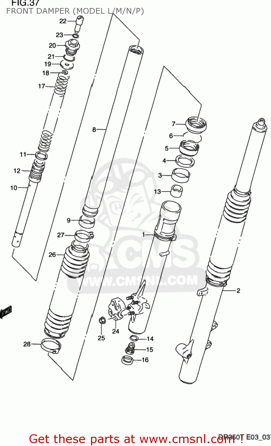 FRONT DAMPER (MODEL L/M/N/P) DR350 1993 (P) USA (E03)