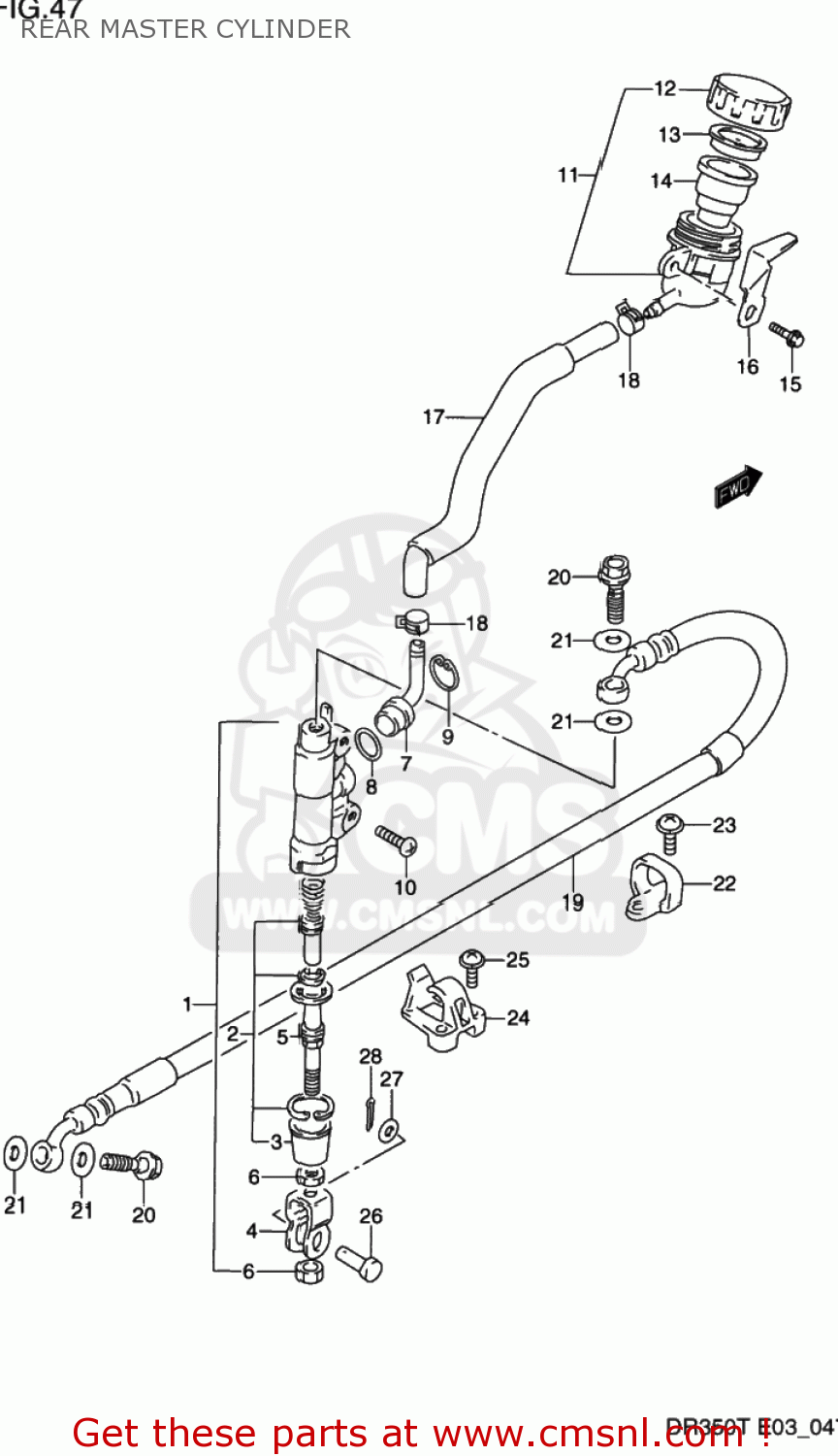 REAR MASTER CYLINDER DR350 1993 (P) USA (E03)