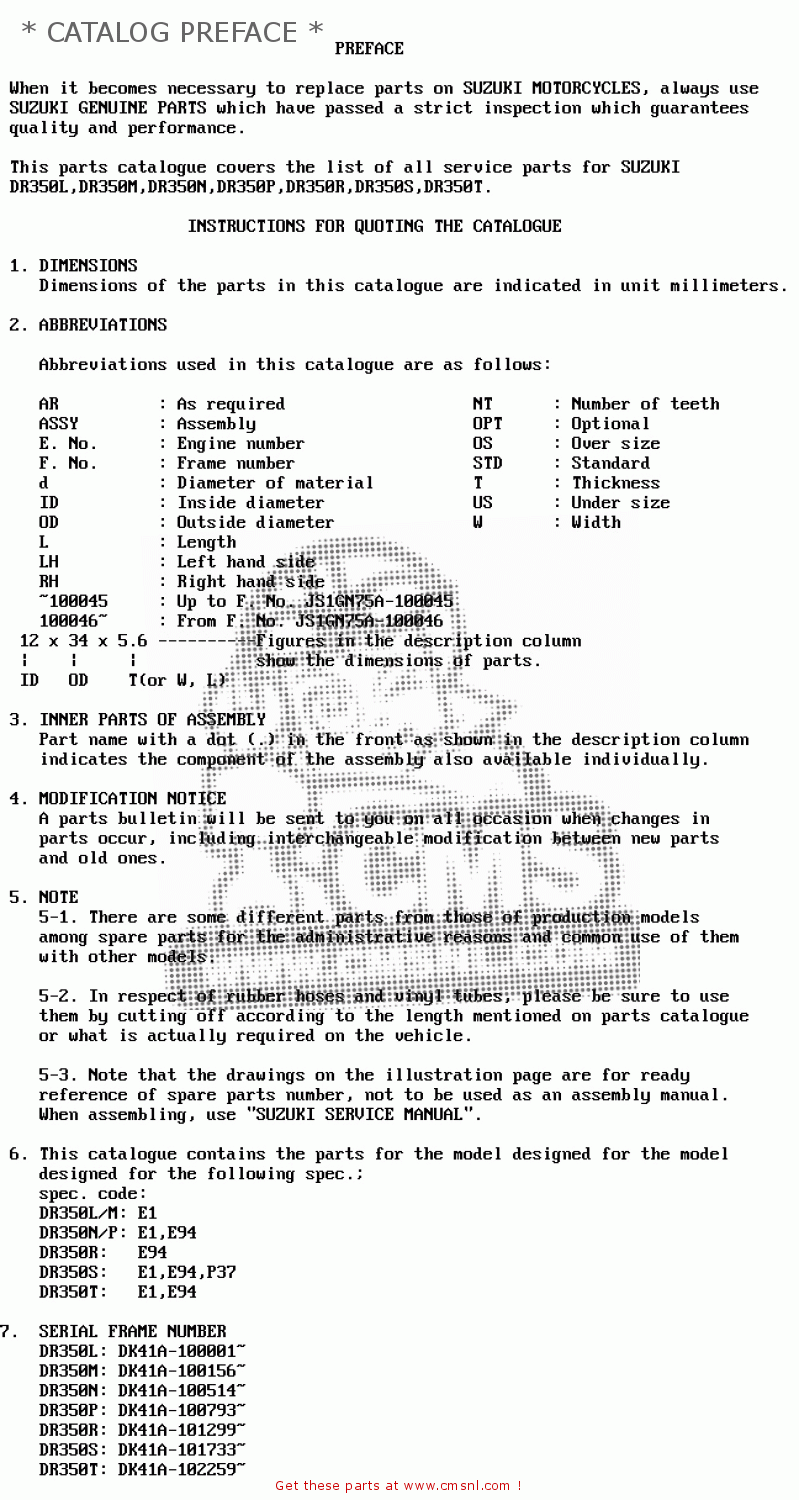 * CATALOG PREFACE * DR350 1993 (P)