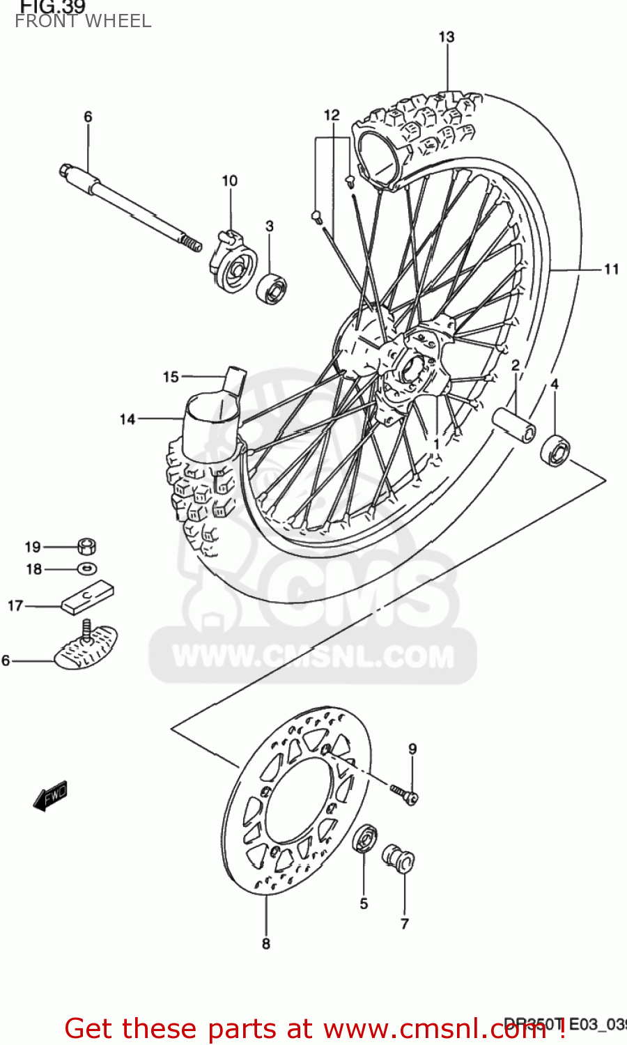 FRONT WHEEL DR350 1994 (R) USA (E03)