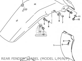 REAR FENDER - LABEL (MODEL L/M/N/P) - DR350 1995 (S) USA (E03)