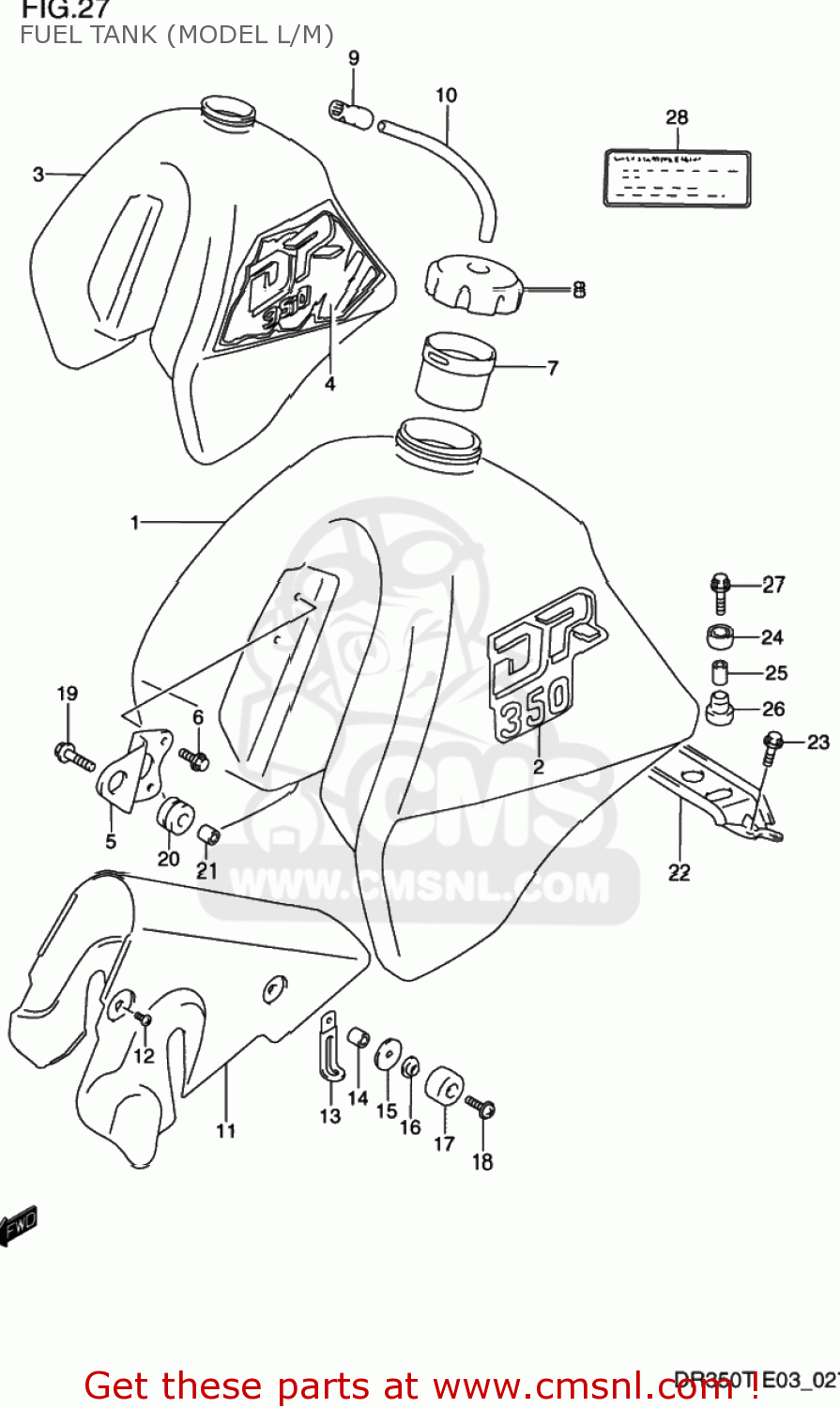 FUEL TANK (MODEL L/M) DR350 1996 (T) USA (E03)