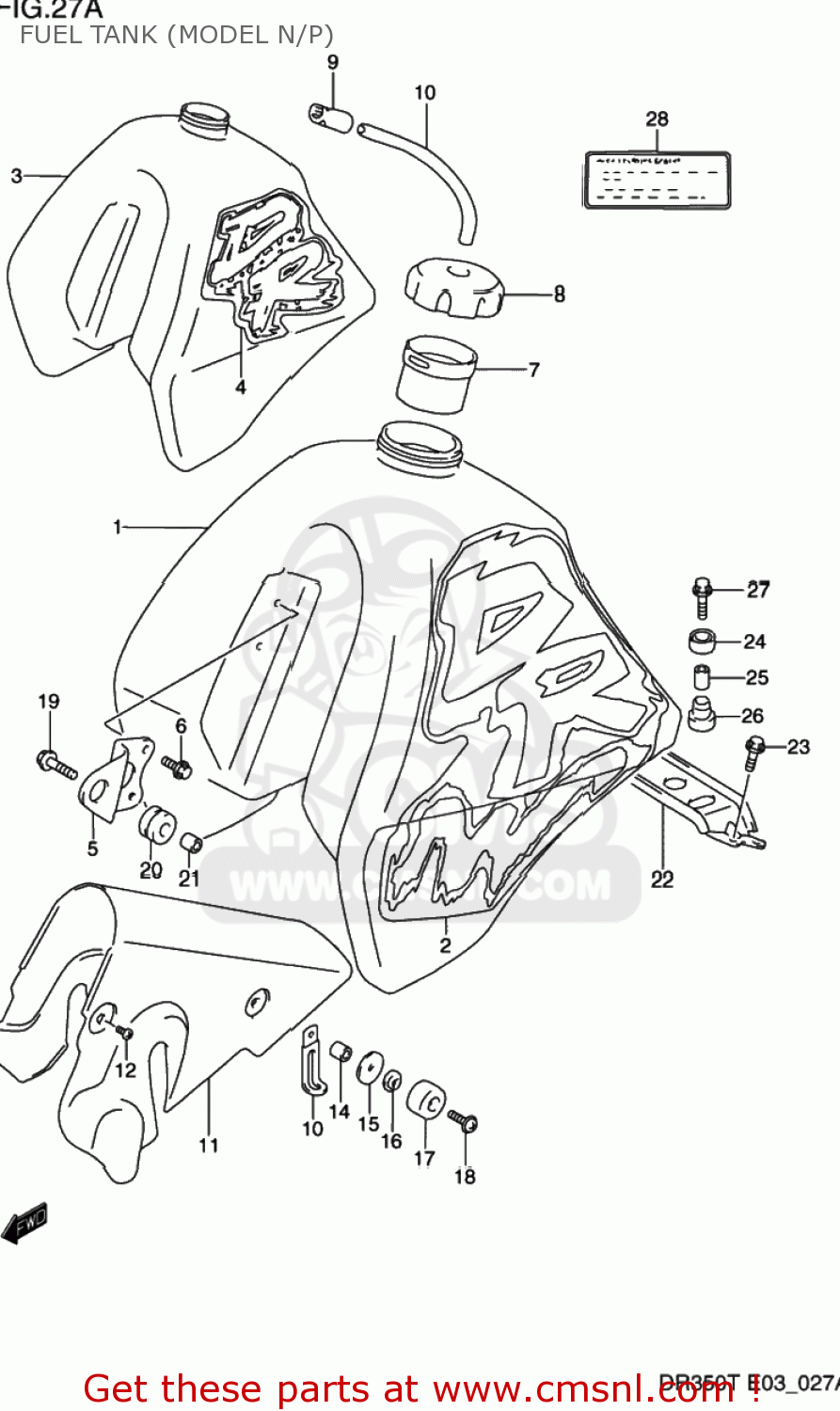 FUEL TANK (MODEL N/P) DR350 1996 (T) USA (E03)