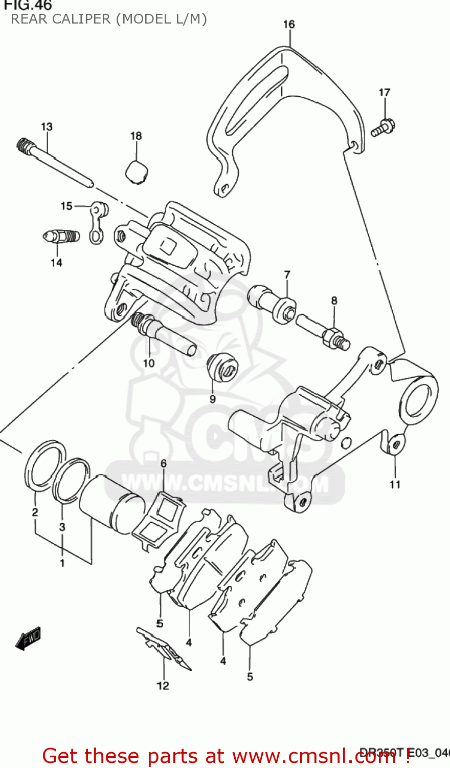 REAR CALIPER (MODEL L/M) DR350 1996 (T) USA (E03)
