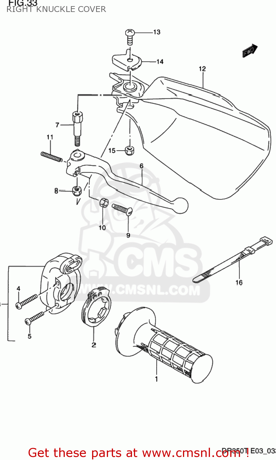 RIGHT KNUCKLE COVER DR350 1996 (T) USA (E03)