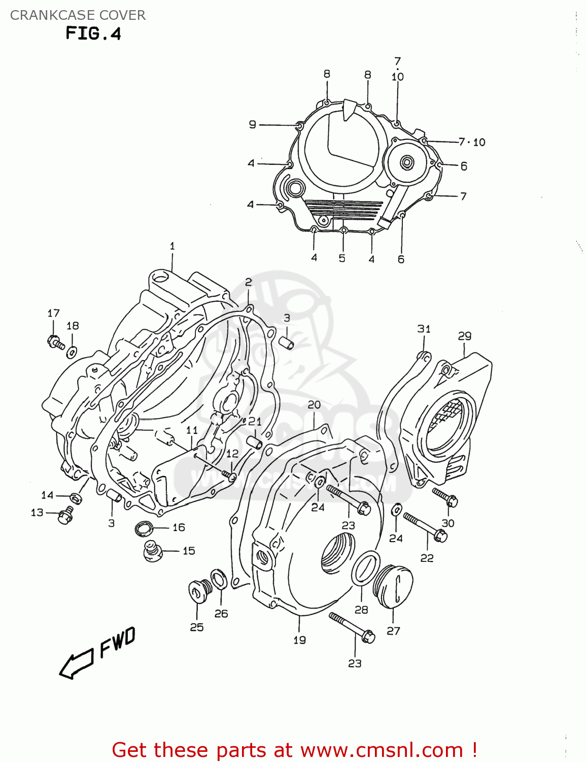 CRANKCASE COVER DR350 1997 (V) USA (E03)