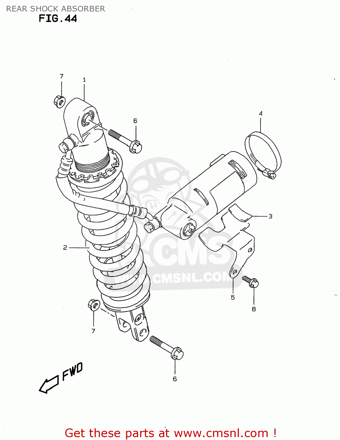 REAR SHOCK ABSORBER DR350 1997 (V) USA (E03)