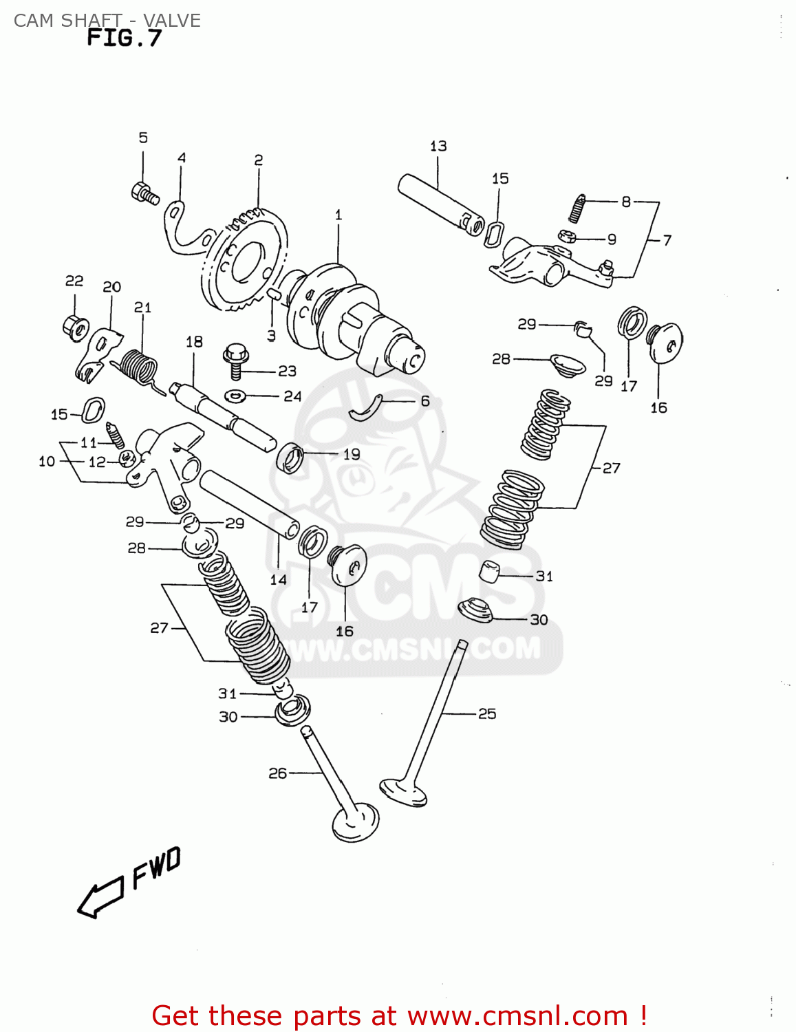 CAM SHAFT - VALVE DR350 1998 (W) USA (E03)