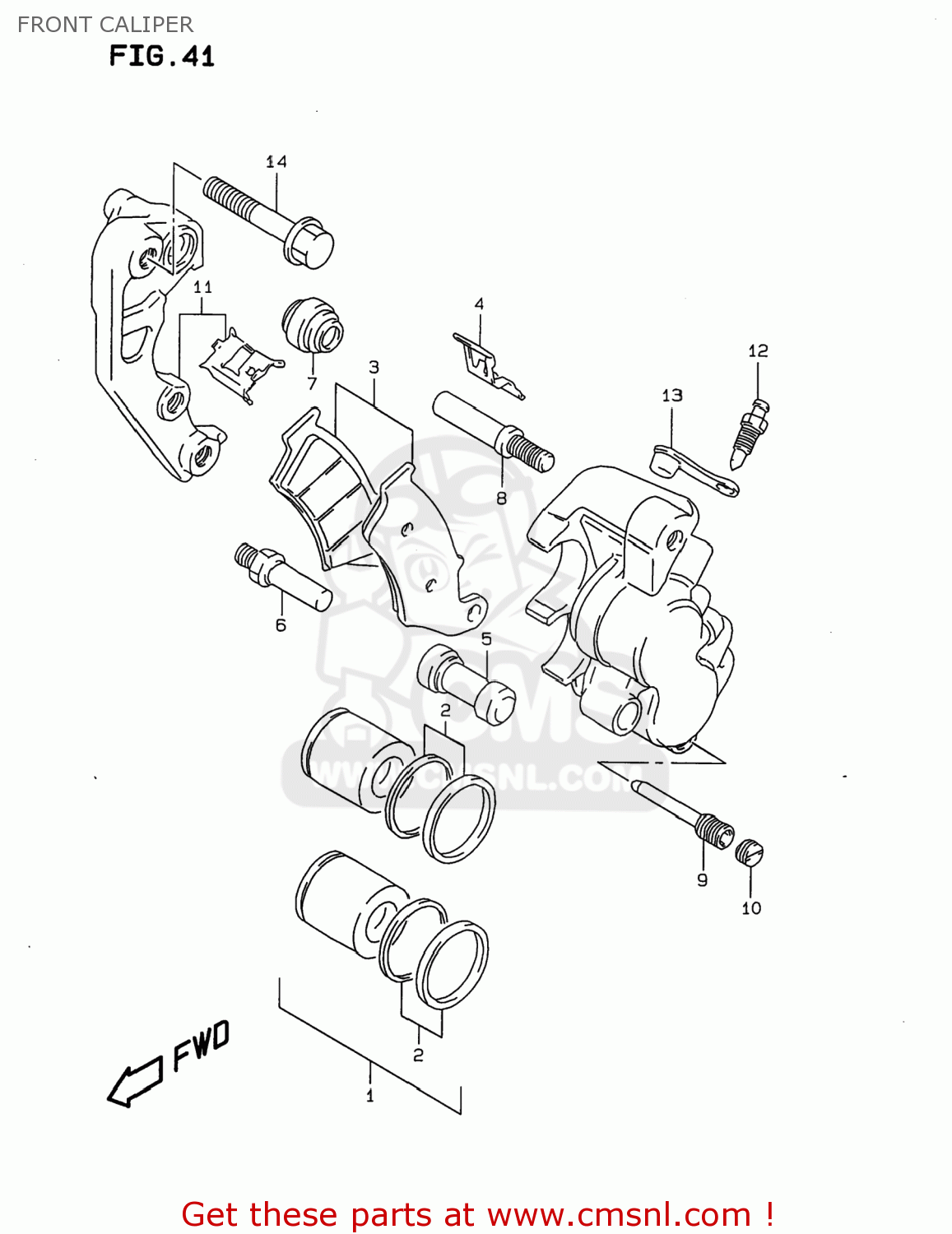 FRONT CALIPER DR350 1998 (W) USA (E03)