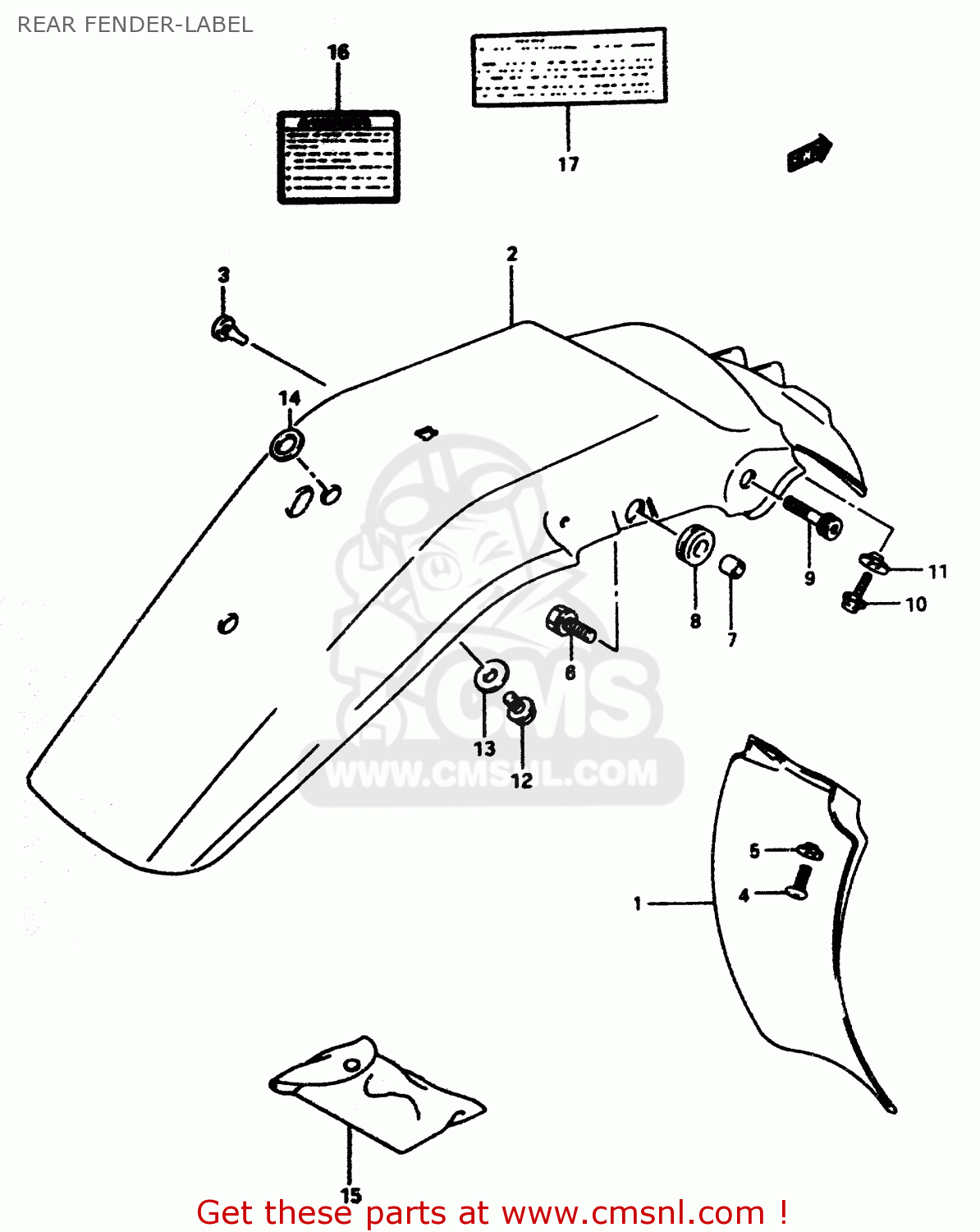 REAR FENDER-LABEL DR350 1998 (W)