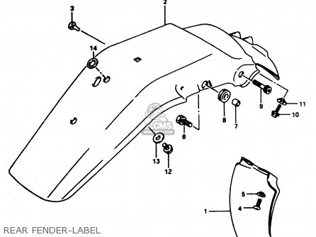 REAR FENDER-LABEL - DR350 1998 (W)
