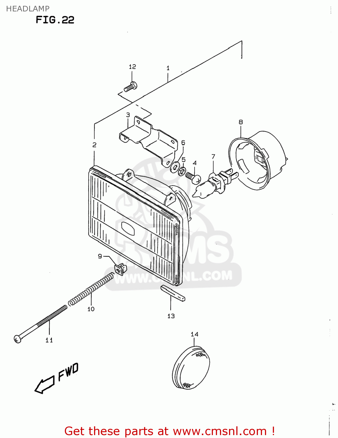 HEADLAMP DR350 1999 (X) USA (E03)