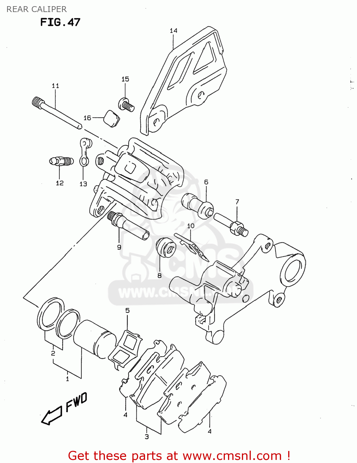 REAR CALIPER DR350 1999 (X) USA (E03)
