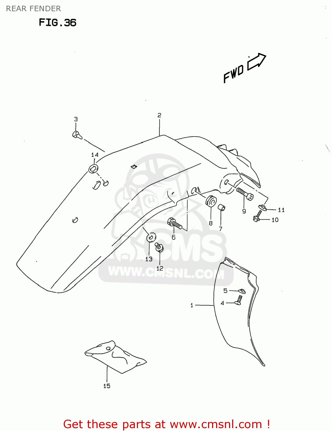 REAR FENDER DR350 1999 (X) USA (E03)