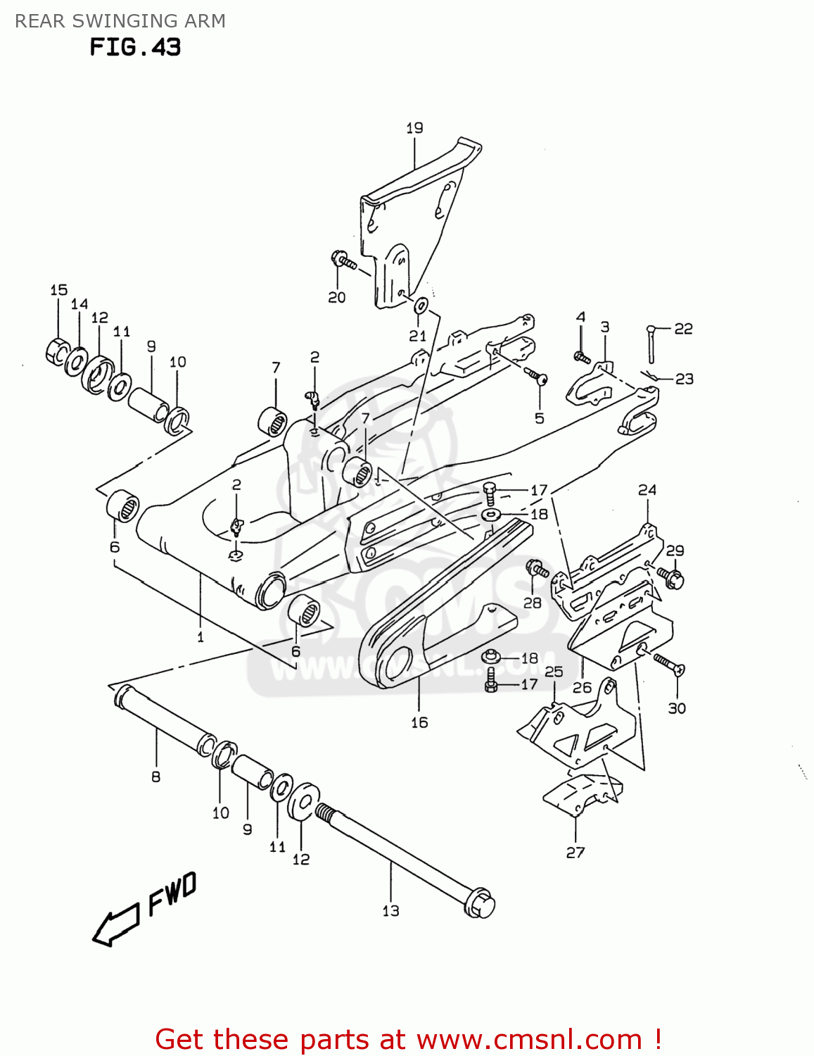 REAR SWINGING ARM DR350 1999 (X) USA (E03)