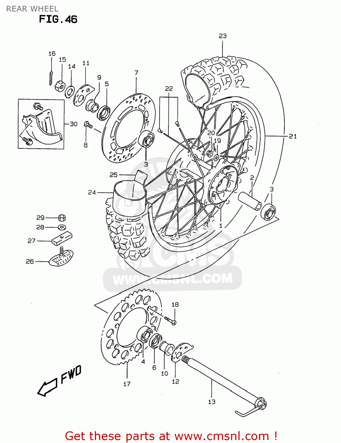 REAR WHEEL DR350 1999 (X) USA (E03)