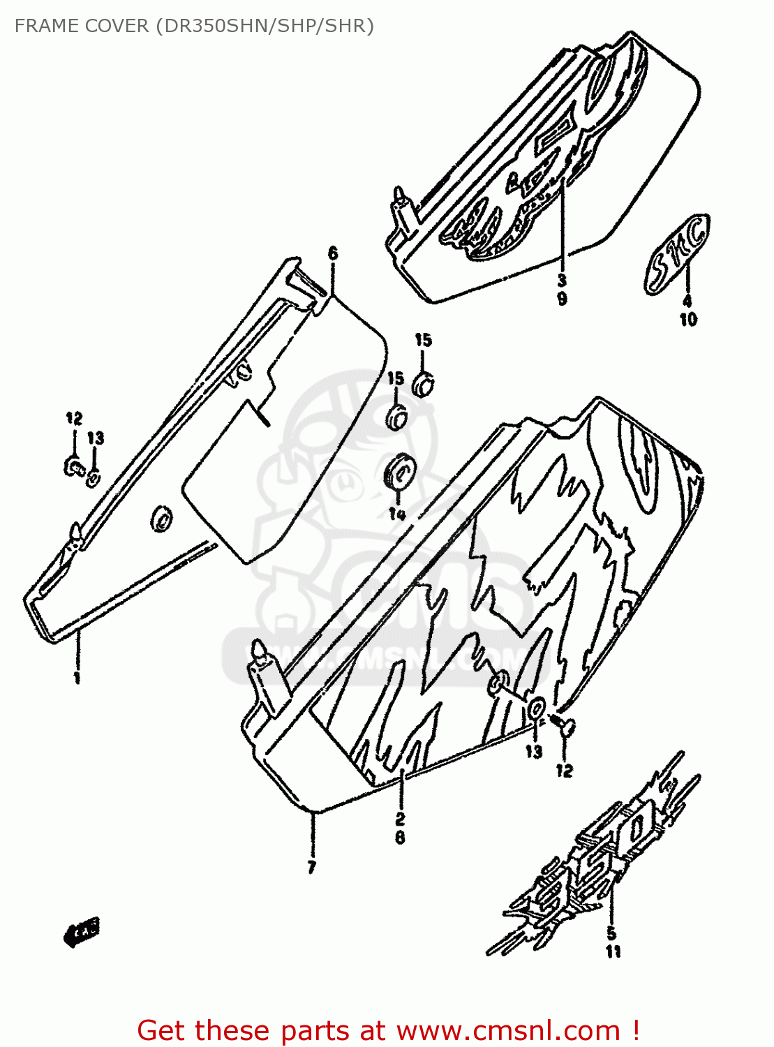 FRAME COVER (DR350SHN/SHP/SHR) DR350S 1990 (L) (E02 E04 E15 E17 E21 E22 E25 E34)