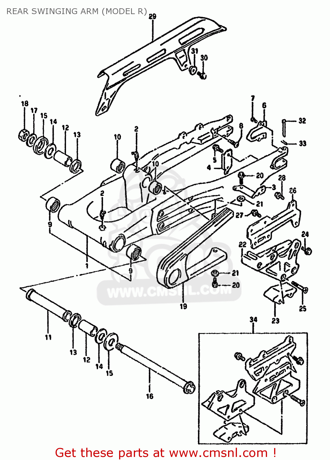 REAR SWINGING ARM (MODEL R) DR350S 1990 (L) (E02 E04 E15 E17 E21 E22 E25 E34)