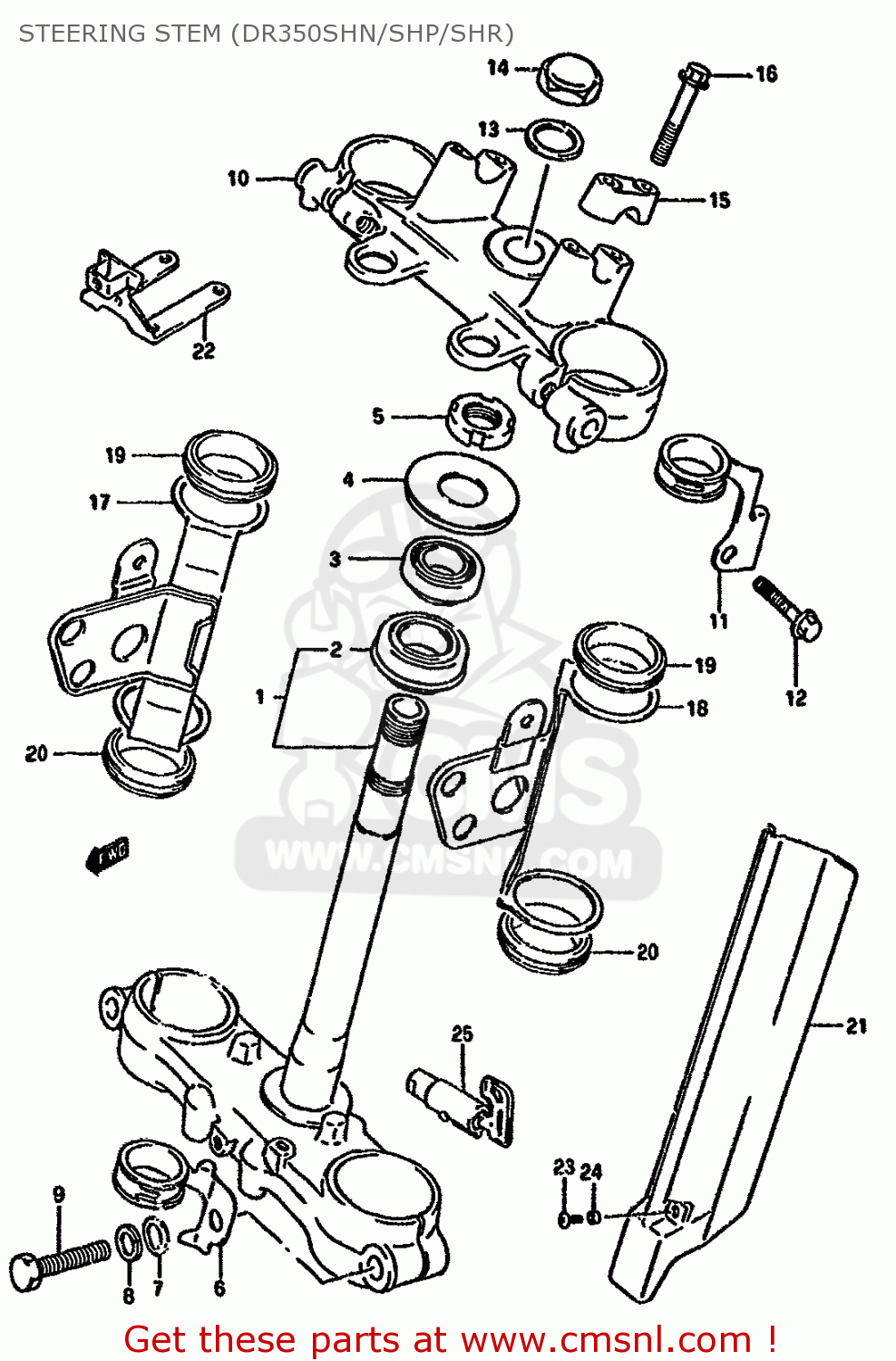 STEERING STEM (DR350SHN/SHP/SHR) DR350S 1991 (M) (E02 E04 E15 E17 E18 E21 E22 E24 E25 E34)