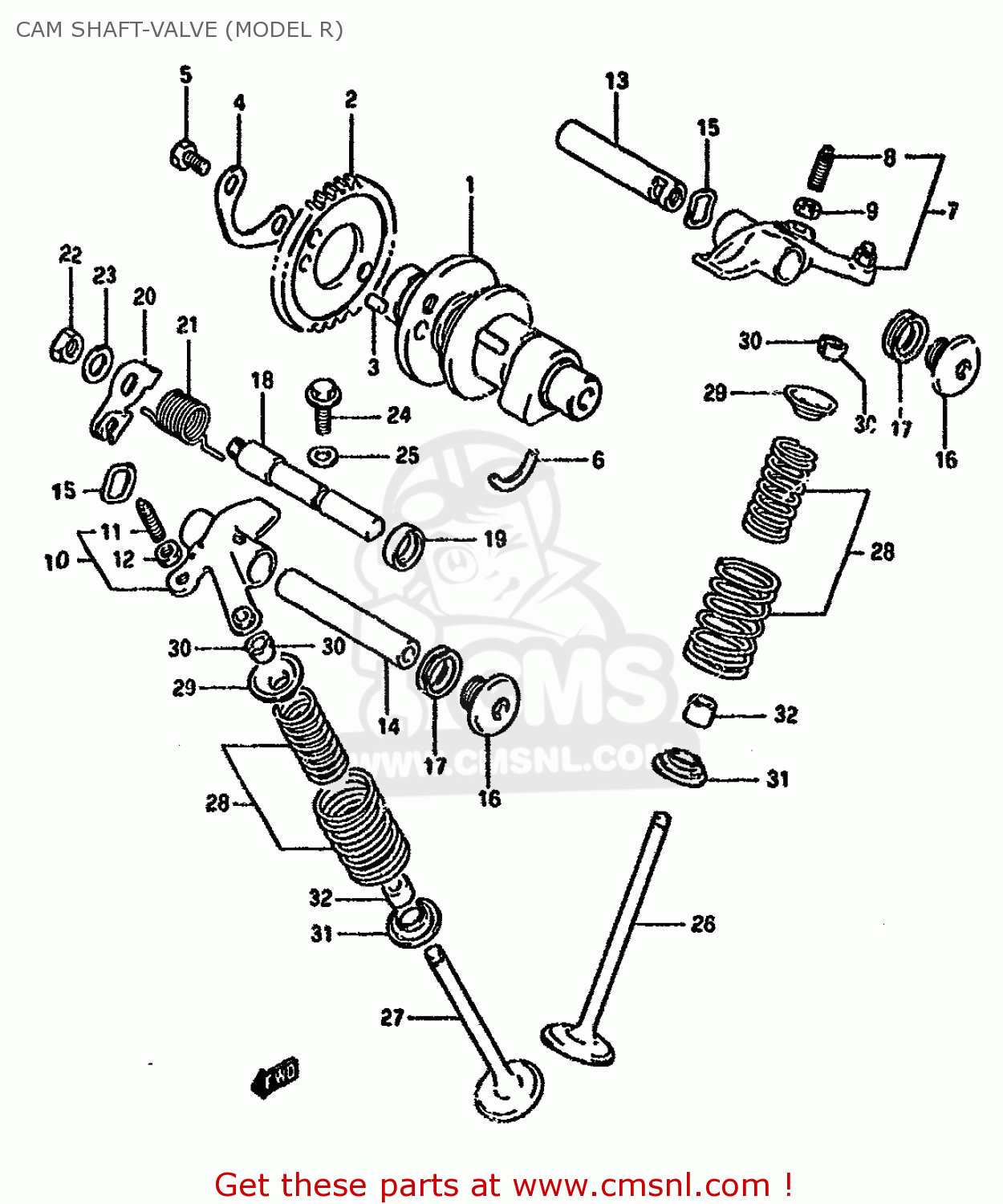 CAM SHAFT-VALVE (MODEL R) DR350S 1991 (M) (E02 E04 E15 E17 E18 E21 E22 E24 E25 E34)
