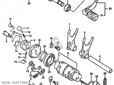 GEAR SHIFTING - DR350S 1991 (M) (E02 E04 E15 E17 E18 E21 E22 E24 E25 E34)