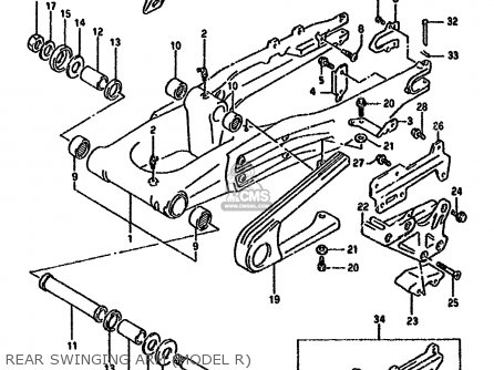 REAR SWINGING ARM (MODEL R) - DR350S 1991 (M) (E02 E04 E15 E17 E18 E21 E22 E24 E25 E34)