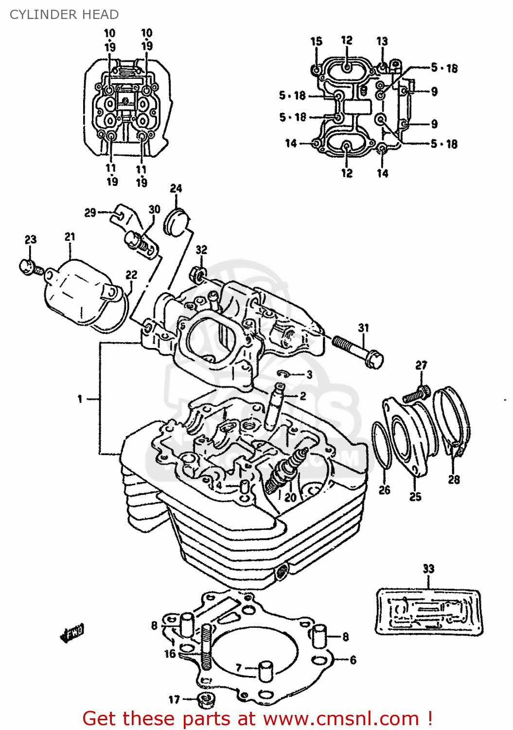 CYLINDER HEAD DR350S 1992 (N) (E02 E04 E15 E16 E17 E21 E22 E24 E25 E34 E39 E94